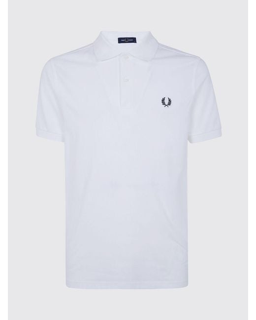 Fred Perry White Cotton Polo Shirt With Logo for men