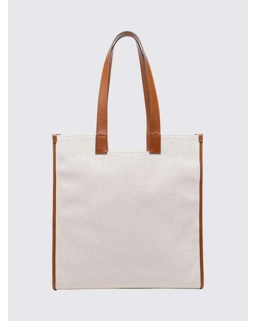 Bally Natural Canvas Tote Bag With Printed Logo And Double Leather Handles