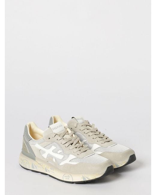 Premiata White Mick Used Suede And Mesh Sneakers for men