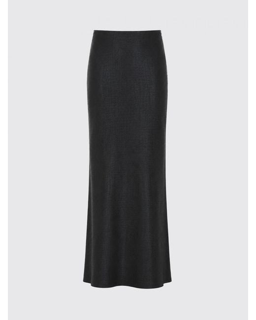 Elisabetta Franchi Black Croc-Print Faux Leather Midi Pencil Skirt