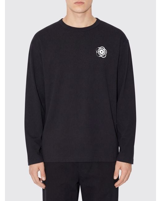 KENZO Blue Cotton Crew Neck T-Shirt With Logo for men