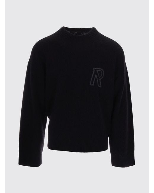Represent Blue Crewneck Alpaca Wool-Blend Jumper With Jacquard Logo And Dropped Shoulders for men