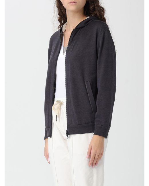 Brunello Cucinelli Black Cotton And Silk Hoodie