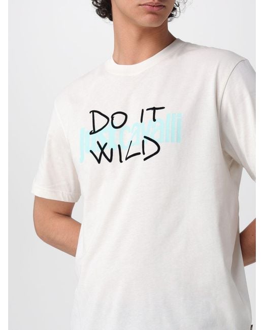 Just Cavalli White Cotton T-Shirt With Logo for men