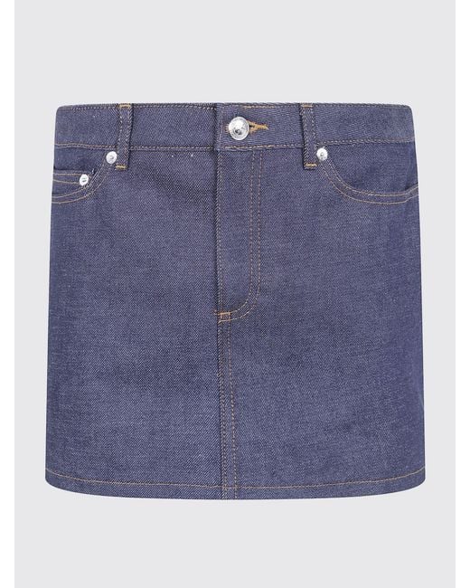 A.P.C. Blue Denim Pencil Mini Skirt With Five-Pocket Design