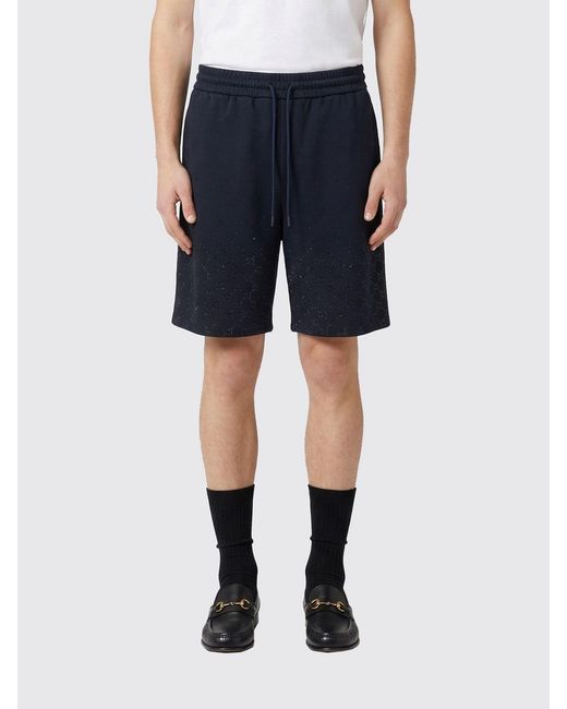 Gucci Blue Stretch Jersey Shorts With Rhinestones for men
