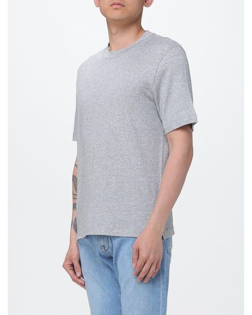 Brunello Cucinelli Gray Basic Linen Blend T-Shirt for men