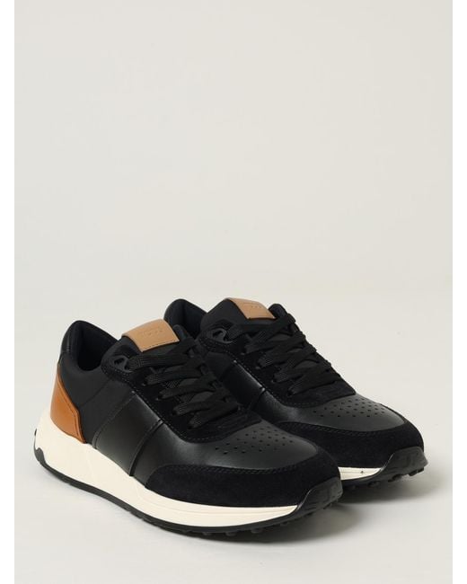 Tod's Black Running Mid Leather And Mesh Sneakers for men