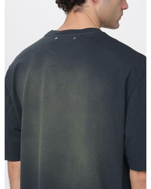 Golden Goose Deluxe Brand Blue Journey Bleached Dyed Gauze Cotton Jersey T-Shirt for men
