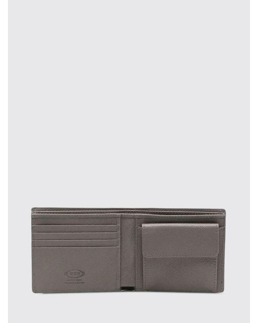 Tod's Gray T Timeless Grained Leather Wallet for men