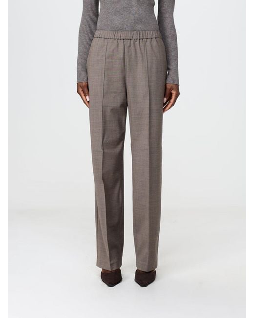 Fabiana Filippi Gray Slim Fit Wool Blend Skinny Trousers With Monile Detail