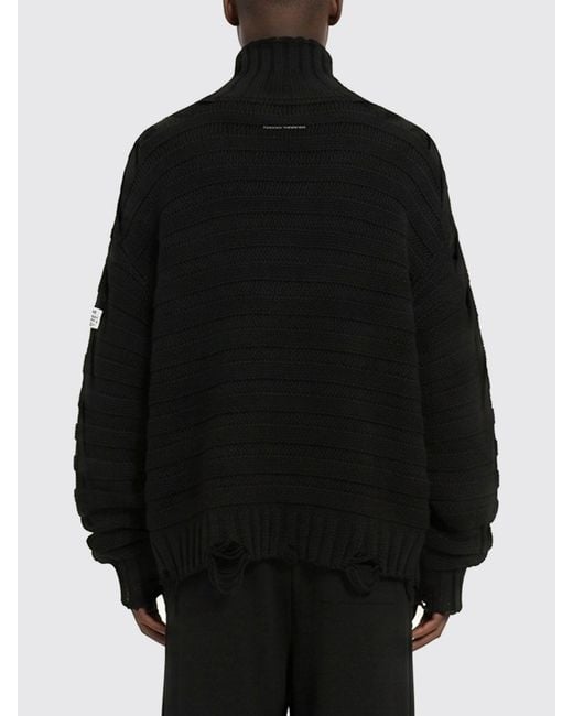 MM6 by Maison Margiela Black Relaxed Fit Wool Blend Turtleneck Jumper With Logo for men