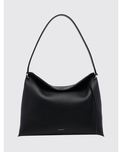 Wandler Black Penelope Small Calf Leather Shoulder Bag With Flap Closure