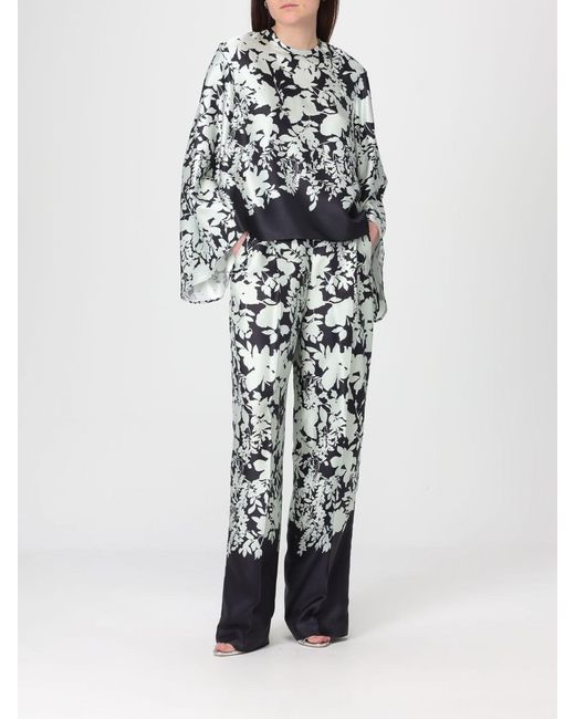 Agnona White Floral Silk Blouse