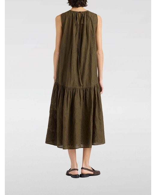 Momoní Green MomonÌ Cobre Off-The-Shoulder Cotton Midi Dress With An A-Line Silhouette