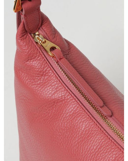 Coccinelle Red Gleen Bag In Grained Leather