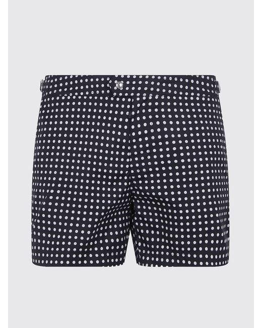 Tom Ford Blue Polyester Polka Dot Swimsuit for men