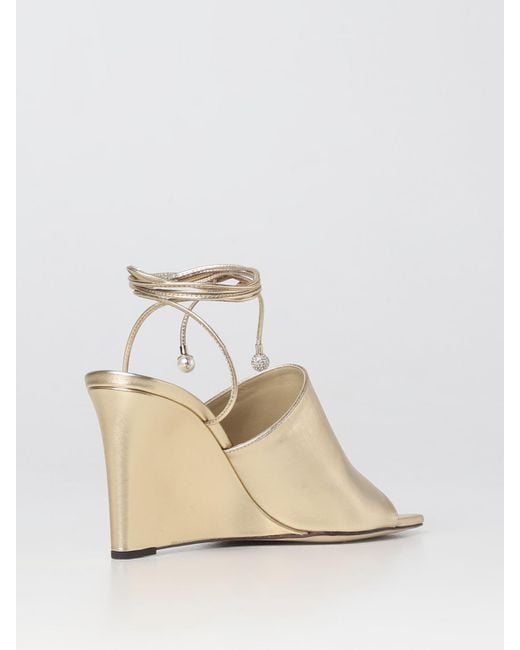 Jimmy Choo Natural Elyna 85 Mules In Laminated Nappa