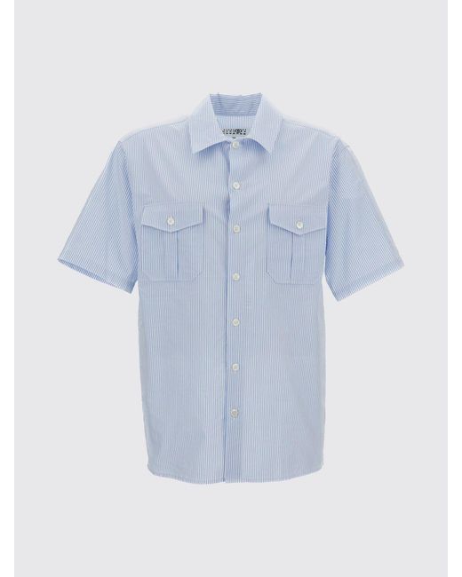 MM6 by Maison Margiela Blue Striped Cotton Shirt for men