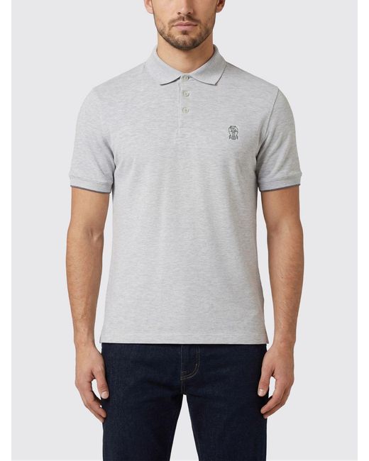 Brunello Cucinelli Gray Cotton Polo Shirt for men