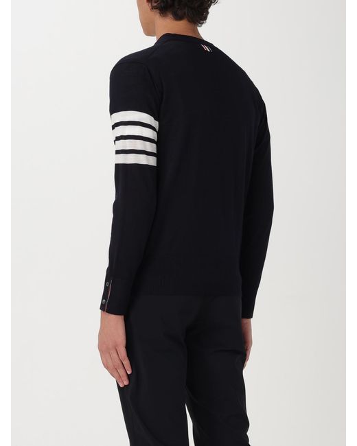 Thom Browne Blue Ribbed Wool Crewneck Sweater for men
