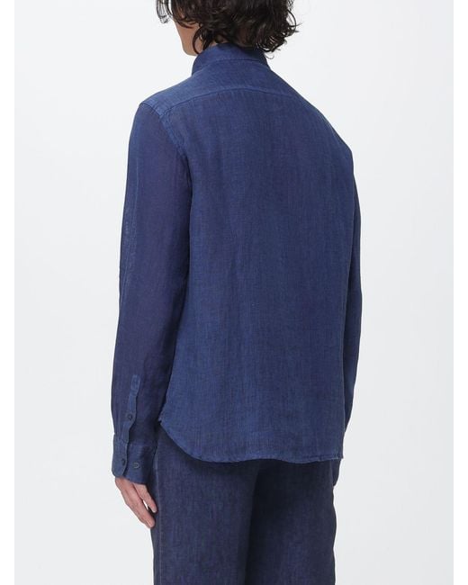 120% Lino Blue Linen Shirt for men