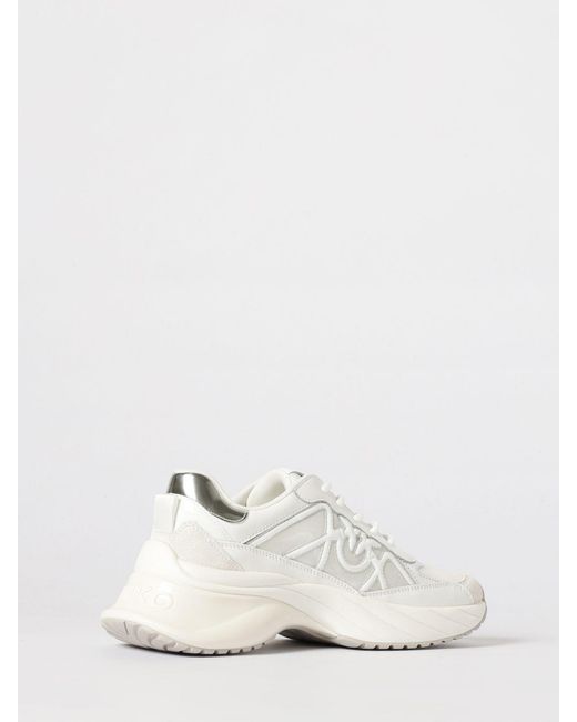 Pinko White Ariel 33 Leather And Nylon Sneakers