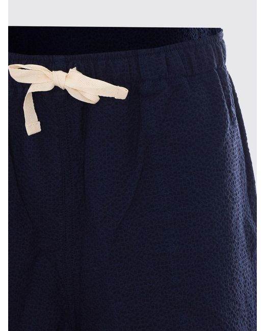 Howlin' By Morrison Blue Stretch-Cotton Shorts With Elasticated Drawstring Waistband for men