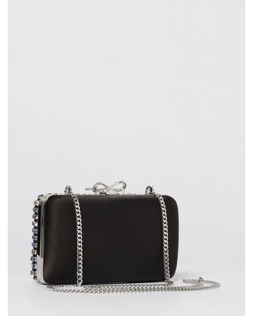 Self-Portrait Gray Multi Crystal Chainmail Clutch