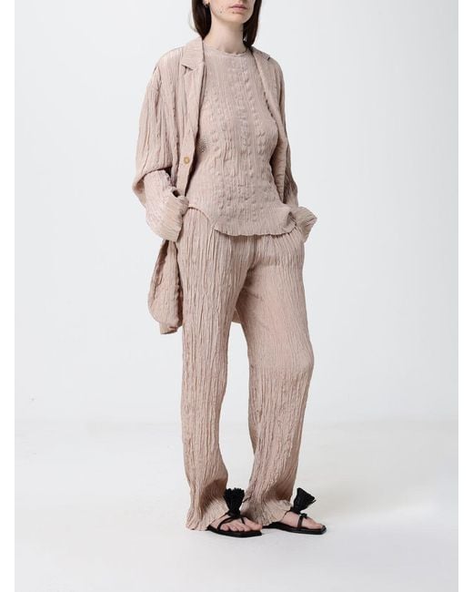 Alysi Natural Pleated Silk Blazer