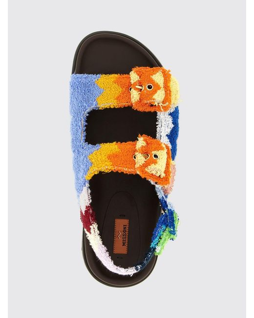 Missoni Blue Zig Zag Cotton Terry Sandals
