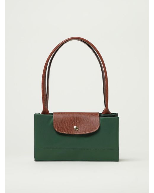 Longchamp Green Le Pliage Recycled Nylon And Leather Bag