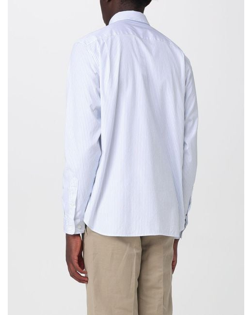 Lacoste White Striped Cotton Casual Shirt for men