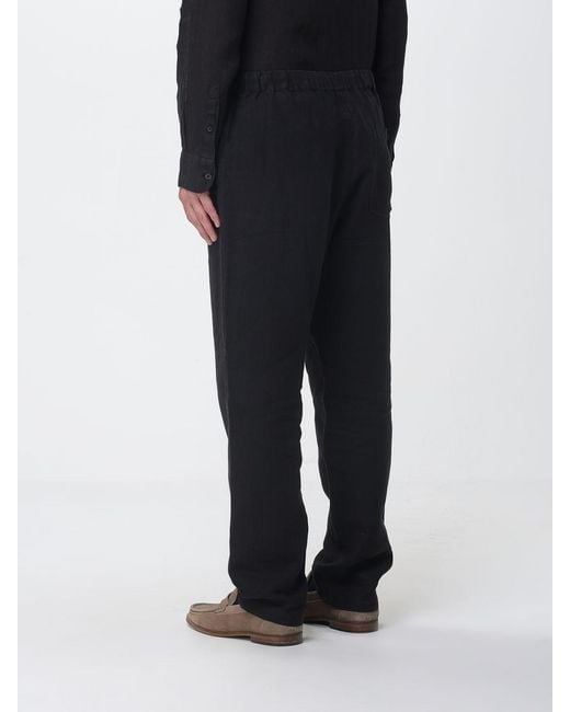120% Lino Black Linen Drawstring Trousers for men