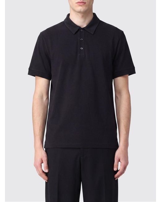 Maison Margiela Black Short-Sleeved Cotton Polo Shirt With Four Stitches Logo for men