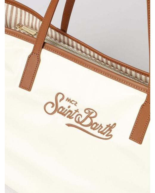 Mc2 Saint Barth Natural Nylon Shoulder Bag With Logo