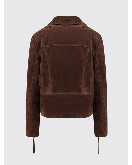 Tom Ford Brown Slim Fit Suede Lambskin Biker Jacket