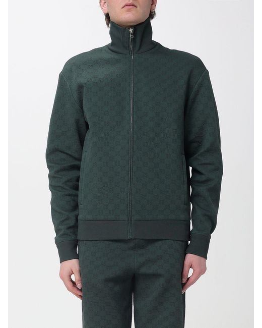 Gucci Green Jersey Zip Sweatshirt for men