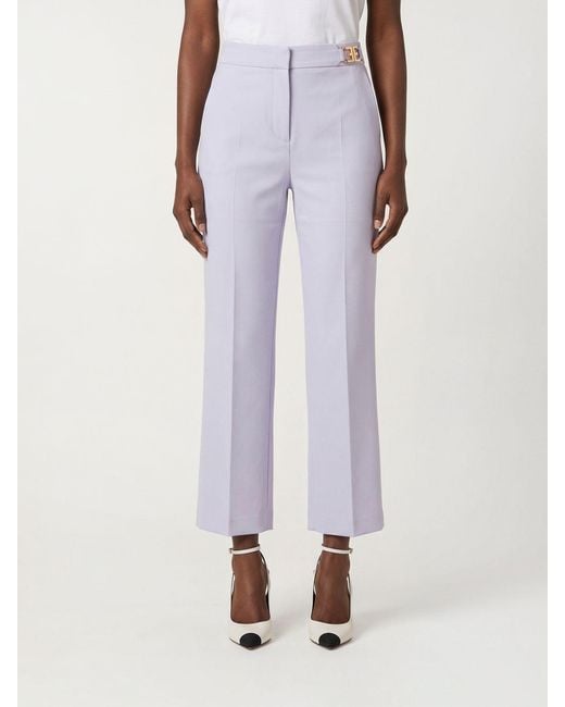Elisabetta Franchi Purple Crêpe Cropped Pants
