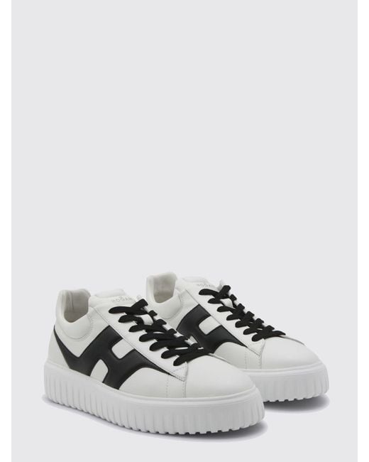 Hogan White H-Stripes Leather Sneakers for men