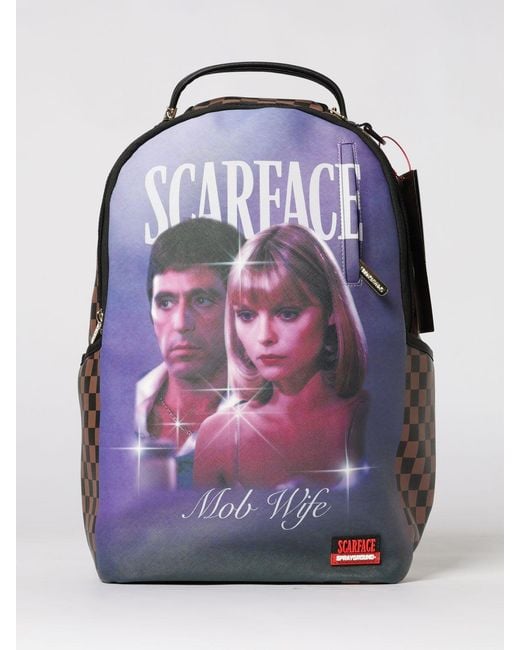 Sprayground Pink Scarface Mob Wife Saffiano Faux Leather Backpack for men