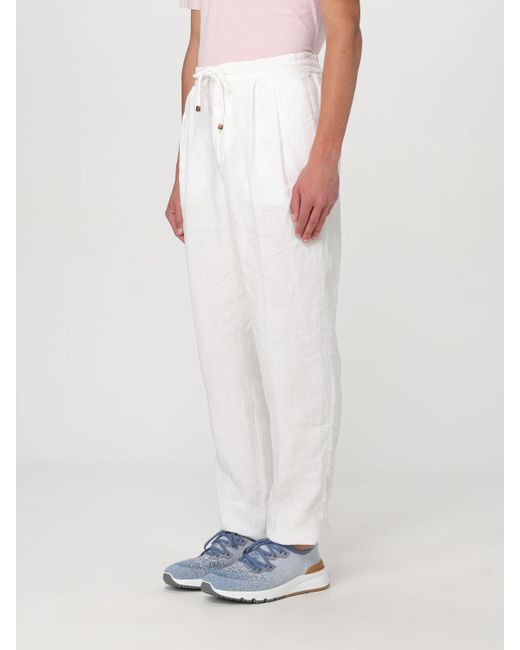 Pantalone in lino di Brunello Cucinelli in White da Uomo