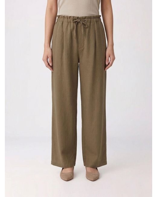 Brunello Cucinelli Natural Viscose And Linen Trousers