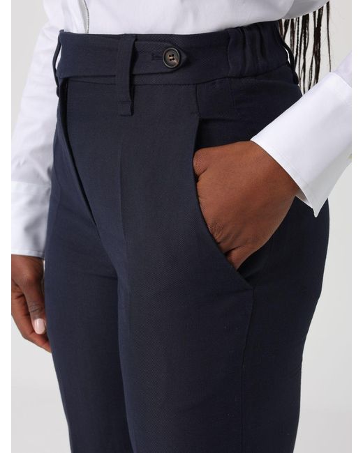 Brunello Cucinelli Blue Cropped Stretch Cotton Trousers