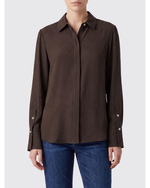 Liu Jo Brown Long-Sleeved Viscose Shirt With French Collar