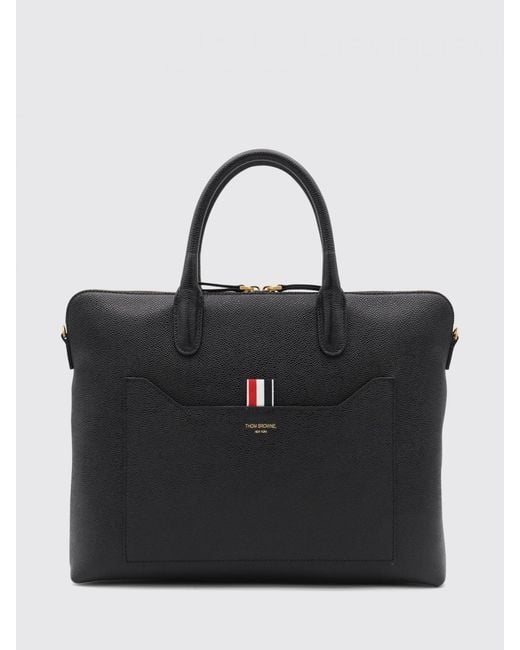 Thom Browne Black Grained Leather Bag for men
