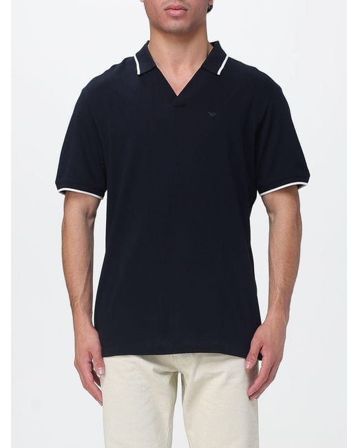 Emporio Armani Black Cotton Polo Shirt for men
