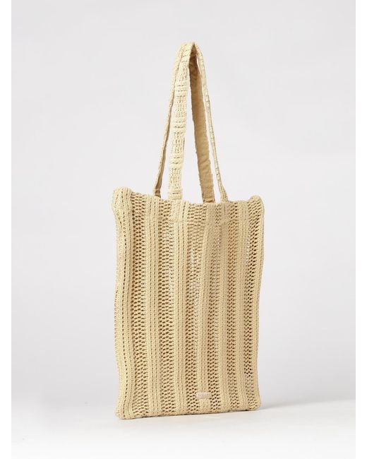 Pinko Natural Easy Tote Crocheted Raffia Bag