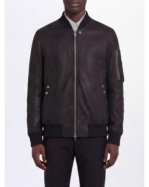 Rick Owens Blue Lambskin Leather Bomber Jacket for men