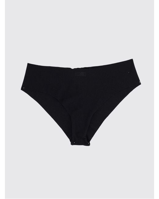 MM6 by Maison Margiela Black Ribbed Stretch-Cotton Briefs With Elastic Waist